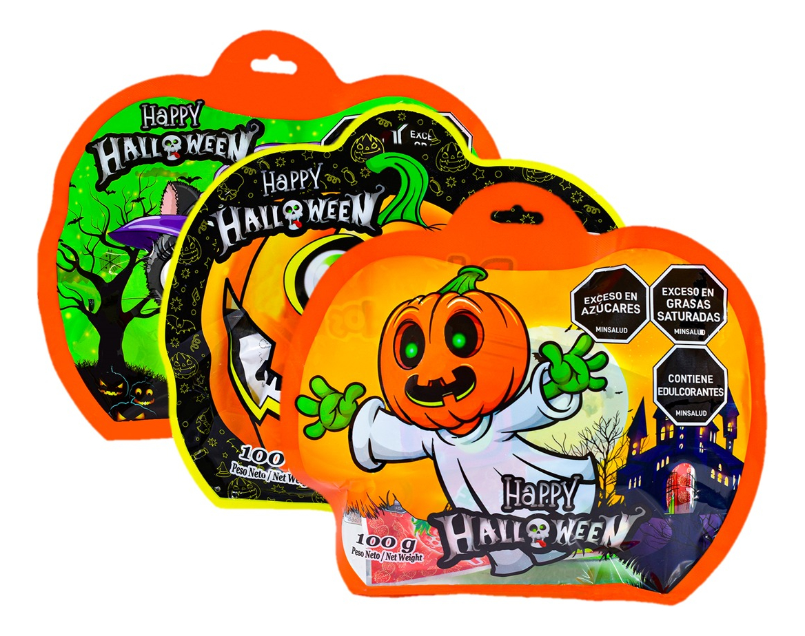 Bolsa Halloween Calabaza Fantasma Con Dulces Adro 100 g X 3U